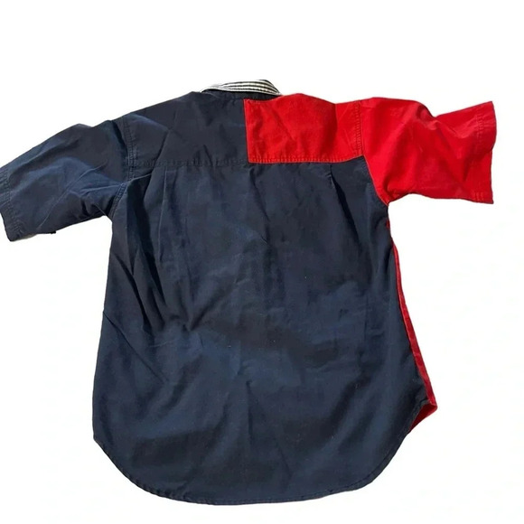 Bugle Boy vintage boys size medium blue and red button down shirt - Picture 2 of 4